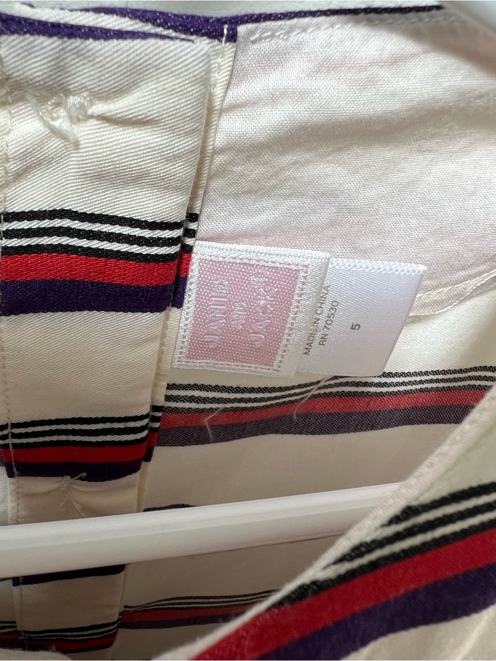 Janie and Jack Cream Top with Navy and Red Stripes - Picture 2 of 9